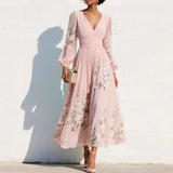 Floral V-Neck Pleated Maxi