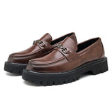Metal-Buckle Lug Sole Loafers