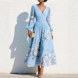 Floral V-Neck Pleated Maxi