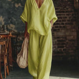 Relaxed V-Neck Pants Set