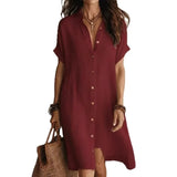 Short-Sleeve Button-Down Midi
