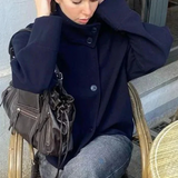 Stand Collar Single-Breasted Jacket