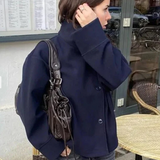 Stand Collar Single-Breasted Jacket