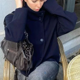Stand Collar Single-Breasted Jacket