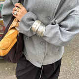 Stand Collar Double-Breasted Jacket