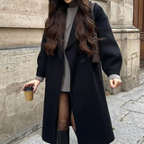 Belted Double-Breasted Long Overcoat