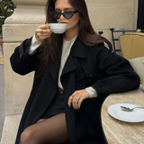 Belted Double-Breasted Long Overcoat