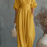 V-Neck Wide-Leg Jumpsuit
