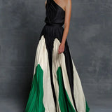 One-Shoulder Pleated Maxi Dress