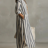 Striped Oversized Shirt Maxi Dress