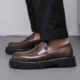 Metal-Buckle Lug Sole Loafers