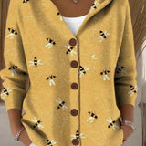Button-Front Hooded Sweater