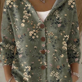 Button-Front Hooded Sweater