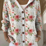 Women's Hooded Geometric Cardigan