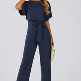 Jumpsuit with Belt and Wide Legs
