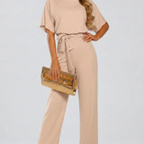 Jumpsuit with Belt and Wide Legs