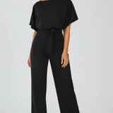 Jumpsuit with Belt and Wide Legs