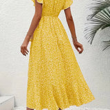 Floral Asymmetrical V-Neck Dress