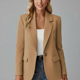 Single-Button Notched Lapel Blazer