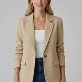 Single-Button Notched Lapel Blazer