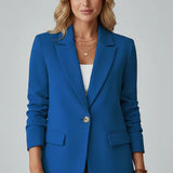 Single-Button Notched Lapel Blazer