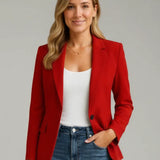 Single-Button Notched Lapel Blazer
