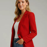Single-Button Notched Lapel Blazer