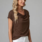 Cowl Neck Draped Front Blouse