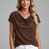 Cowl Neck Draped Front Blouse