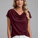 Cowl Neck Draped Front Blouse