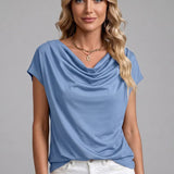 Cowl Neck Draped Front Blouse