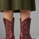 Embroidered Mid-Calf Western Boots