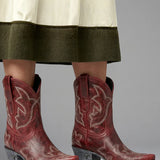 Embroidered Mid-Calf Western Boots