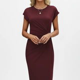 Knee-Length Gathered Waist Dress