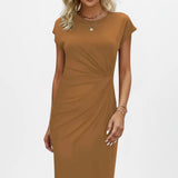 Knee-Length Gathered Waist Dress