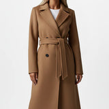 Double-Breasted Long Coat with Belt