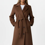 Double-Breasted Long Coat with Belt