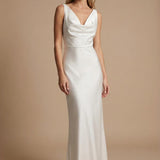 Women's Satin Cowl Neck Maxi Dress