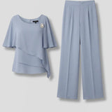 Layered Top and Straight Trouser Set