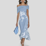 Off-Shoulder Floral Midi Dress