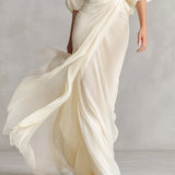 Puff Sleeve Wrap Maxi Dress