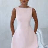 Boat Neck Bubble Mini Dress