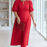 Puff Sleeve Midi Dress