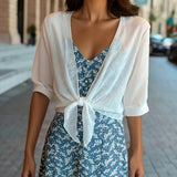Sheer Tie-Front Cardigan