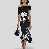 Off-Shoulder Floral Midi Dress