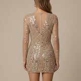 Deep V-Neck Sequin Bodycon Mini Dress