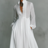 Long Sleeve Button-Front Maxi Dress