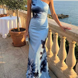 One-Shoulder Floral Maxi Dress