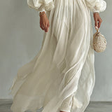 Square Neck Long Sleeve Maxi Dress