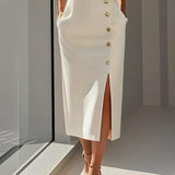 Structured Round Neck Midi Dress